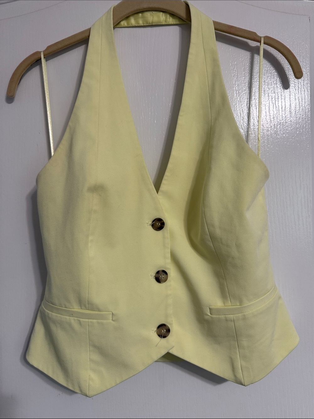 Zara Pale Yellow Halter Vest